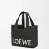 Petit sac fourre-tout LOEWE Font en raphia Noir