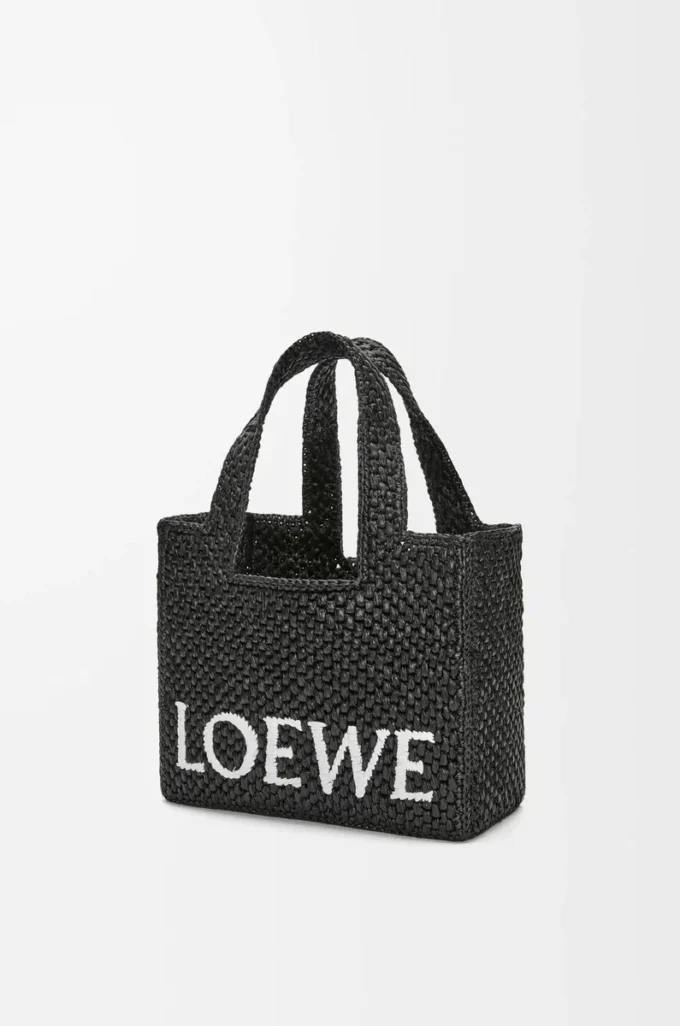Petit sac fourre-tout LOEWE Font en raphia Noir