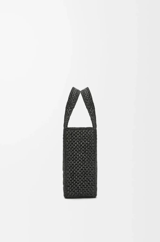 Petit sac fourre-tout LOEWE Font en raphia Noir