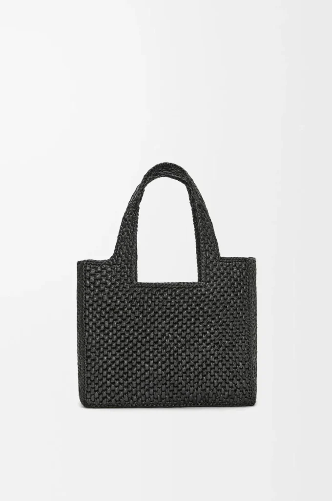 Petit sac fourre-tout LOEWE Font en raphia Noir