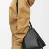 Petit sac Hammock en cuir de veau classique Noir
