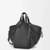 Petit sac Hammock en cuir de veau classique Noir