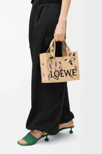 Petit sac LOEWE Font en raphia naturel