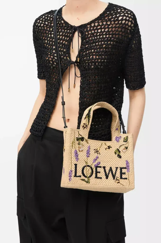 Petit sac LOEWE Font en raphia naturel