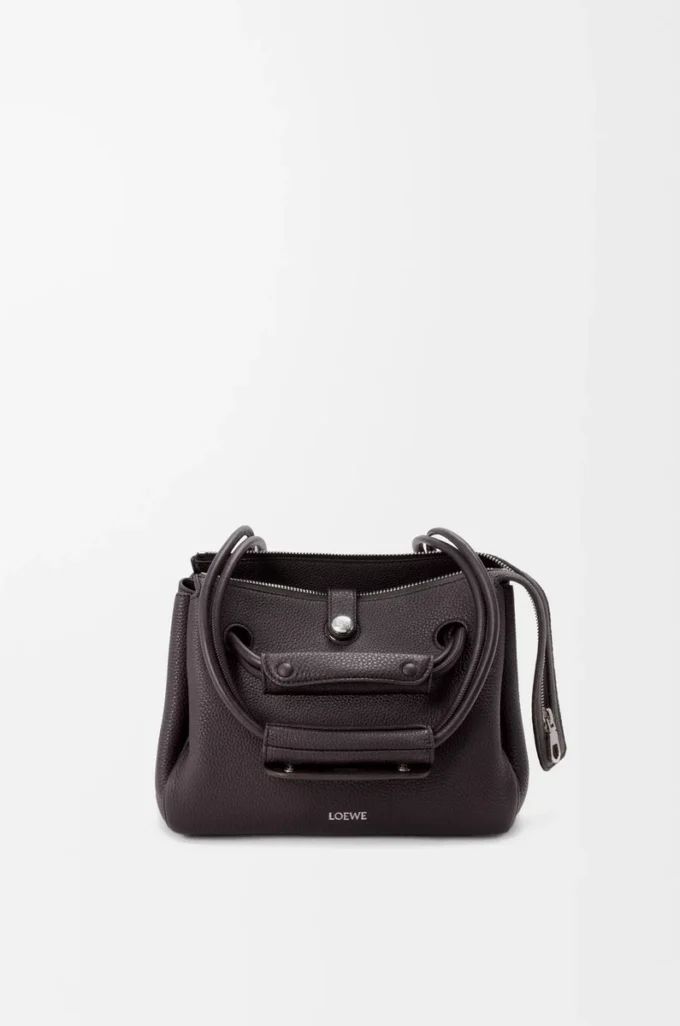 Petit sac Madrid en cuir de veau grainé souple Dark Ebony