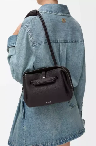Petit sac Madrid en cuir de veau grainé souple Dark Ebony