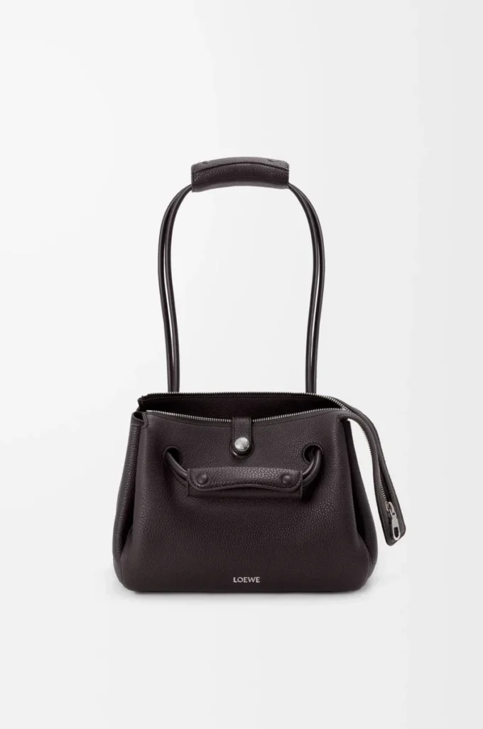 Petit sac Madrid en cuir de veau grainé souple Dark Ebony