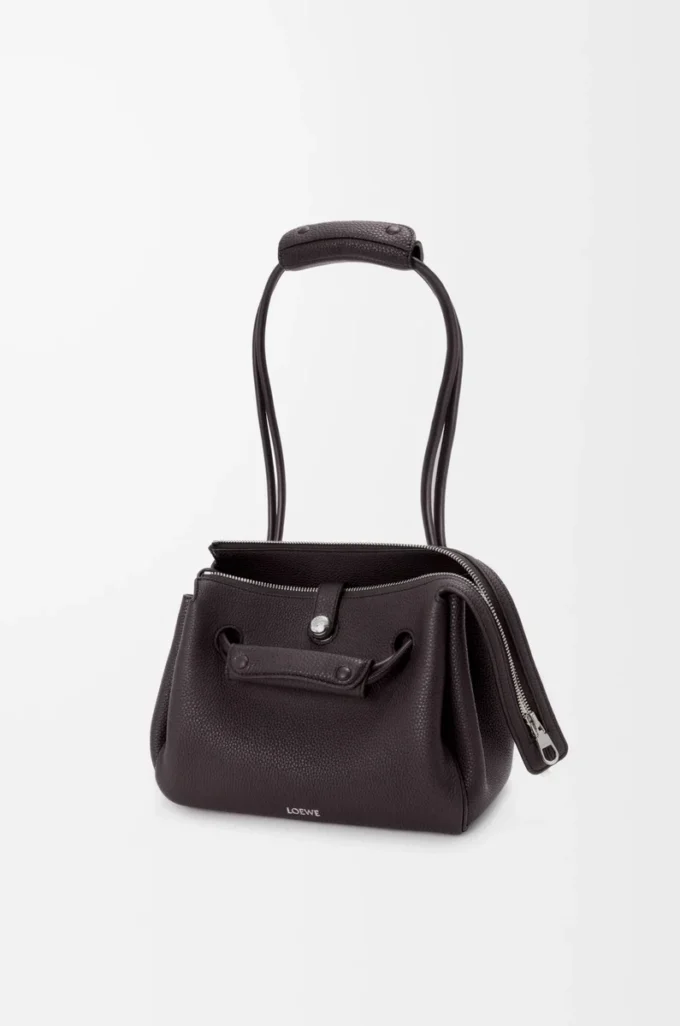 Petit sac Madrid en cuir de veau grainé souple Dark Ebony