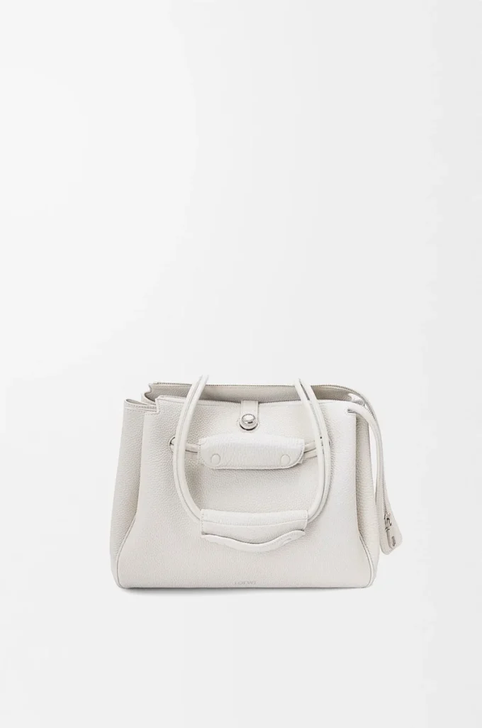 Petit sac Madrid en cuir de veau grainé souple Soft White