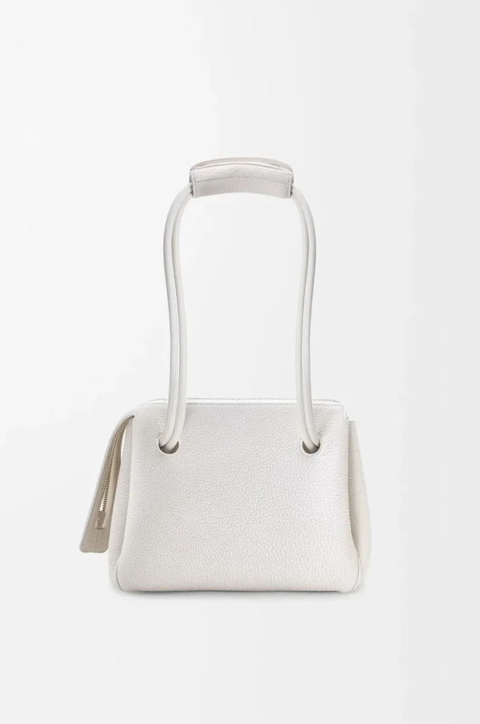 Petit sac Madrid en cuir de veau grainé souple Soft White