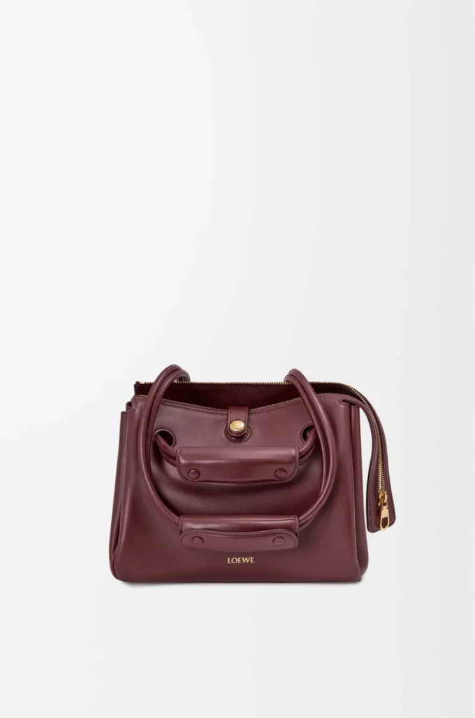 Petit sac Madrid en cuir de veau souple Bordeaux foncé