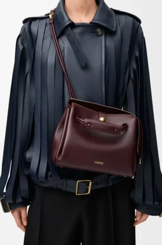 Petit sac Madrid en cuir de veau souple Bordeaux foncé