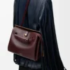 Petit sac Madrid en cuir de veau souple Bordeaux foncé