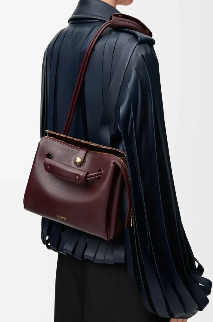 Petit sac Madrid en cuir de veau souple Bordeaux foncé