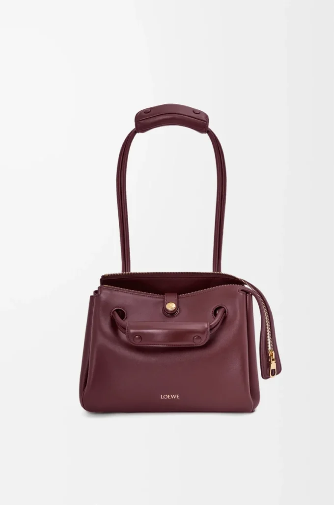 Petit sac Madrid en cuir de veau souple Bordeaux foncé