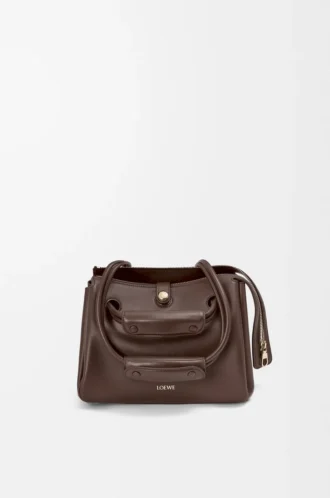 Petit sac Madrid en cuir de veau souple marron foncé