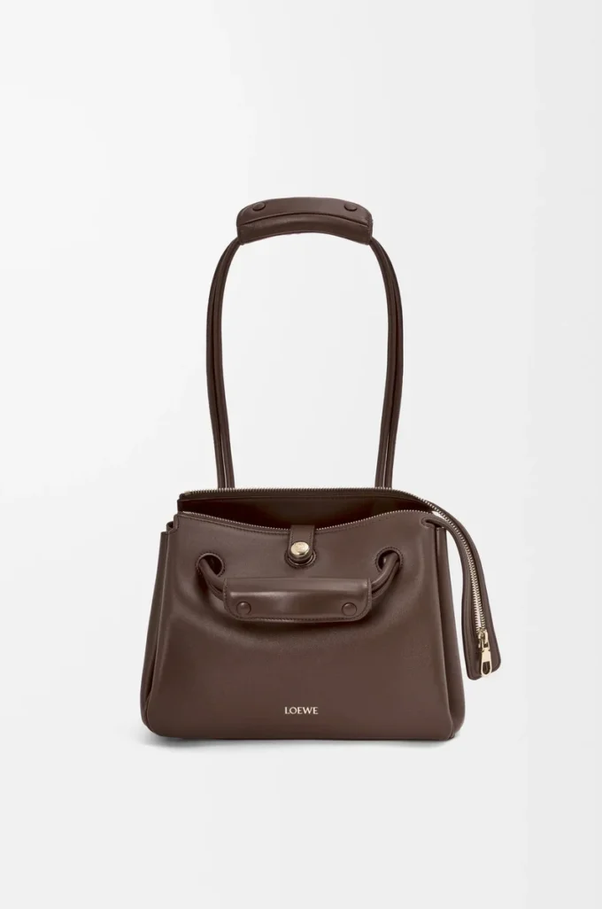 Petit sac Madrid en cuir de veau souple marron foncé