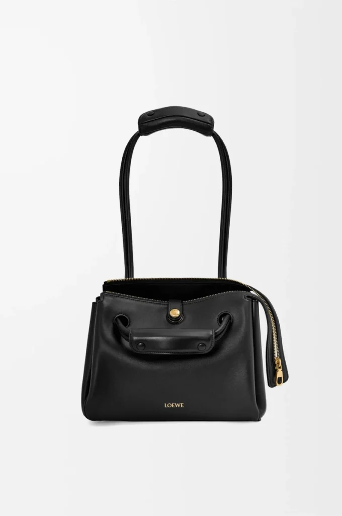 Petit sac Madrid en cuir de veau souple noir