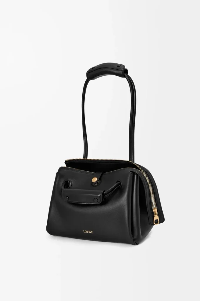 Petit sac Madrid en cuir de veau souple noir