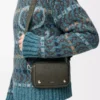 Petit sac messager Pebble en cuir de veau grainé souple Kaki foncé
