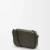 Petit sac messager Pebble en cuir de veau grainé souple Kaki foncé