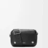 Petit sac messager Pebble en cuir de veau grainé souple noir