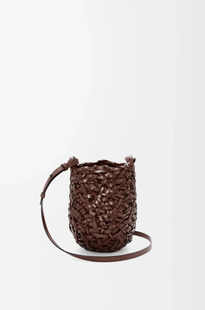 Petit sac Nest Basket en cuir de veau marron