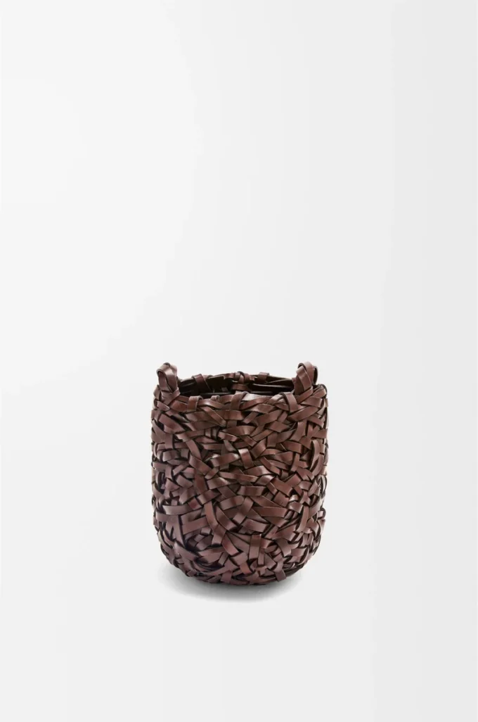 Petit sac Nest Basket en cuir de veau marron