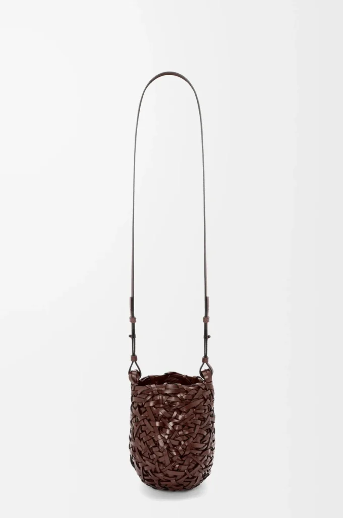 Petit sac Nest Basket en cuir de veau marron