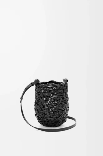 Petit sac Nest Basket en cuir de veau noir
