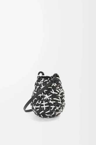 Petit sac Nest Basket en cuir de veau Noir/Blanc