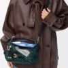 Petit sac Puzzle Futurist Cat en tricot brodé et cuir de veau classique Multicolore Vert