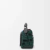 Petit sac Puzzle Futurist Cat en tricot brodé et cuir de veau classique Multicolore Vert