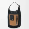 Petit sac seau Flex Loop en toile et daim noir/doré foncé
