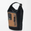 Petit sac seau Flex Loop en toile et daim noir/doré foncé