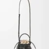 Petit sac seau à franges en cuir de veau Noir Petit sac seau à franges en cuir de veau Noir