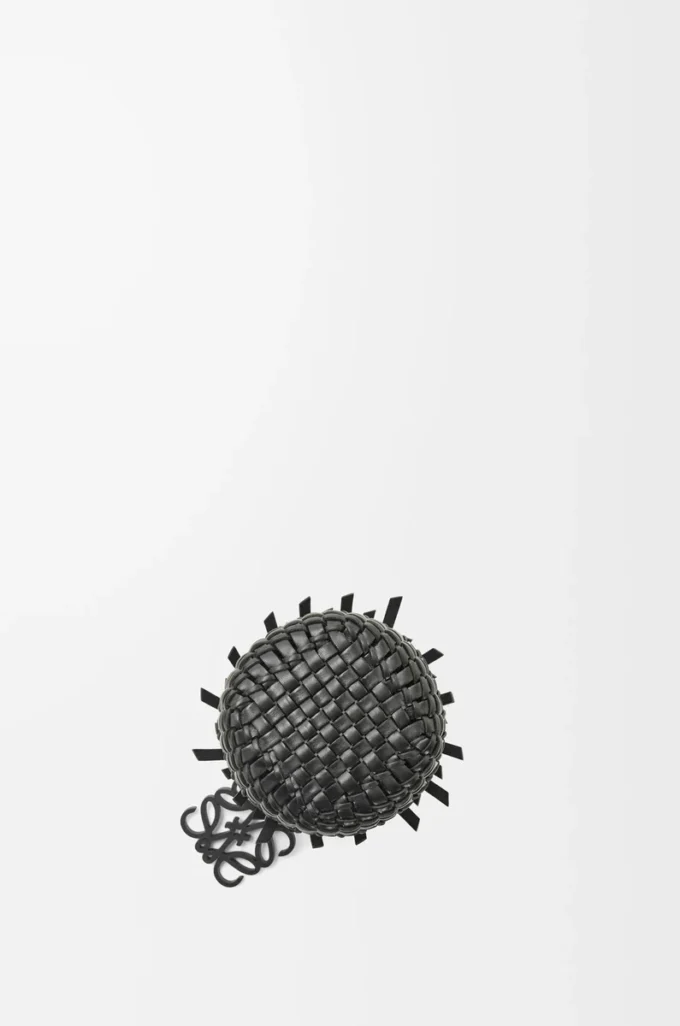 Petit sac seau à franges en cuir de veau Noir Petit sac seau à franges en cuir de veau Noir