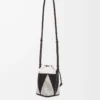 Petit sac seau Treasure Bako en jacquard de toile et cuir de veau Naturel/Noir