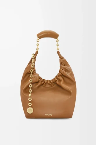 Petit sac Squeeze en cuir d&rsquo;agneau nappa souple Chêne
