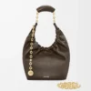 Petit sac Squeeze en cuir d&rsquo;agneau nappa souple chocolat