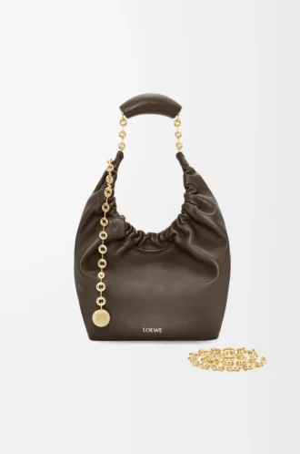 Petit sac Squeeze en cuir d&rsquo;agneau nappa souple chocolat