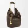 Petit sac Squeeze en cuir d&rsquo;agneau nappa souple chocolat