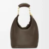 Petit sac Squeeze en cuir d&rsquo;agneau nappa souple chocolat