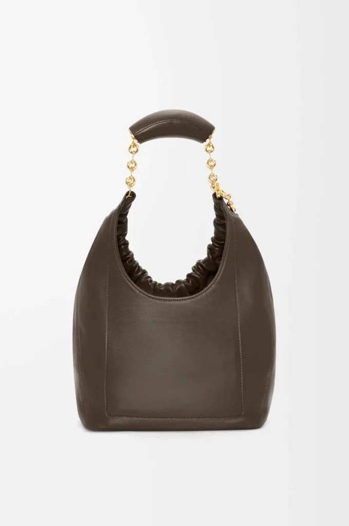 Petit sac Squeeze en cuir d&rsquo;agneau nappa souple chocolat