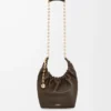 Petit sac Squeeze en cuir d&rsquo;agneau nappa souple chocolat