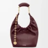 Petit sac Squeeze en cuir d&rsquo;agneau nappa souple Dark Burgundy