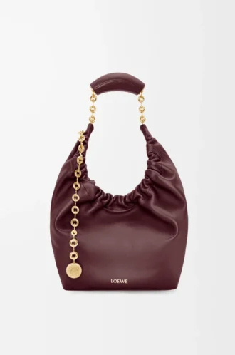 Petit sac Squeeze en cuir d&rsquo;agneau nappa souple Dark Burgundy