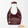 Petit sac Squeeze en cuir d&rsquo;agneau nappa souple Dark Burgundy