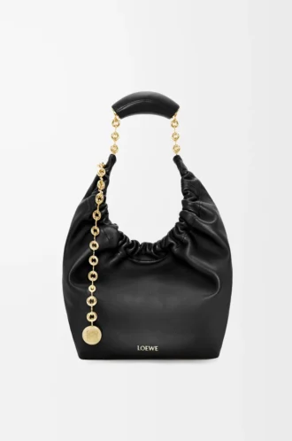 Petit sac Squeeze en cuir d&rsquo;agneau nappa souple noir
