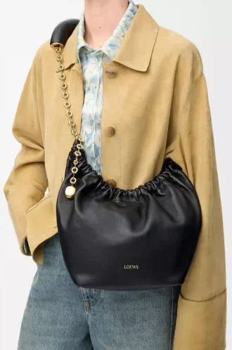 Petit sac Squeeze en cuir d&rsquo;agneau nappa souple noir